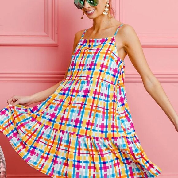 BiBi‎ Multi Colors Plaid Sleeveless Sun Dress - Picture 8 of 16